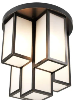 Casa Padrino Luxus Deckenleuchte Bronze / Weiß Ø 50 x H. 53,5 cm - Luxus Qualität