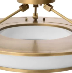 Casa Padrino Luxus Deckenleuchte Antik Messing / Weiß Ø 61 x H. 21,5 cm - Runde Deckenlampe mit Glas Lampenschirmen - Luxus Qualität