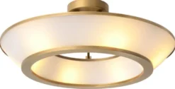 Casa Padrino Luxus Deckenleuchte Antik Messing / Weiß Ø 61 x H. 21,5 cm - Runde Deckenlampe mit Glas Lampenschirmen - Luxus Qualität