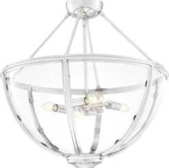 Casa Padrino Luxus Deckenleuchte Silber Ø 60 x H. 55 cm - Hotel & Restaurant Deckenlampe