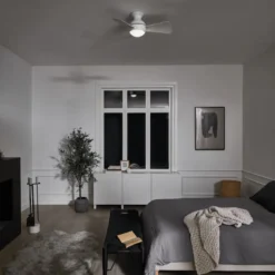 Casa Padrino Luxus Deckenventilator Matt Weiß 86 x H. 28 cm - Moderner dimmbarer Ventilator mit LED Beleuchtung und Fernbedienung - Luxus Kollektion