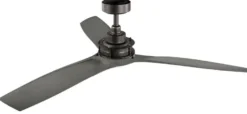 Casa Padrino Luxus Deckenventilator Schwarz / Grau 142 x H. 36 cm - Moderner Ventilator mit Fernbedienung - Luxus Qualität