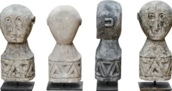 Casa Padrino Luxus Deko Antik Stil Naturstein Statuen 5er Set - Stein Skulpturen - Stein Figuren - Deko Accessoires - Schreibtisch Deko - Wohnzimmer Deko - Luxus Möbel