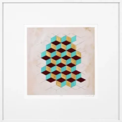Casa Padrino Luxus Deko Bilder Set Geometrische Muster Mehrfarbig / Weiß 85 x H. 85 cm - Kunstdrucke mit Holzrahmen