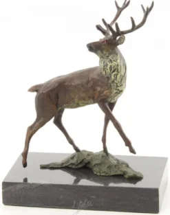 Casa Padrino Luxus Deko Bronzefigur Rothirsch Mehrfarbig / Schwarz 12,5 x 7,4 x H. 15,2 cm - Bronze Skulptur
