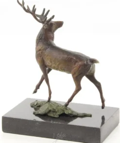 Casa Padrino Luxus Deko Bronzefigur Rothirsch Mehrfarbig / Schwarz 12,5 x 7,4 x H. 15,2 cm - Bronze Skulptur