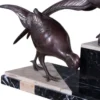 Casa Padrino Luxus Deko Bronzefiguren 3 Fasane Bronze / Schwarz / Weiß 84 x 20 x H. 42 cm - Dekofiguren mit Marmorsockel