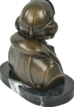 Casa Padrino Luxus Deko Bronze Büste mit Marmorsockel Pilot Bronze / Schwarz 19 x 11 x H. 19 cm - Bronze Skulptur Pilot - Bronze Figur Pilot - Dekofigur Pilot - Schreibtisch Deko Accessoires