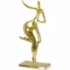 Casa Padrino Luxus Deko Bronze Skulptur Frau Gold H. 76,6 cm - Abstrakte Deko Figur