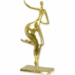 Casa Padrino Luxus Deko Bronze Skulptur Frau Gold H. 76,6 cm - Abstrakte Deko Figur