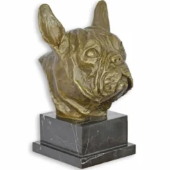 Casa Padrino Luxus Deko Bronze Büste Bulldogge H. 26,5 cm - Schreibtisch Deko