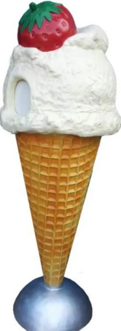 Casa Padrino Luxus Deko Eis im Hörnchen / Abfalleimer Mehrfarbig H. 170 cm - Großes Deko Eis - Wetterbeständiges XXL Deko Eis - Gastronomie Dekoration - Eisdielen Dekoration - Restaurant Dekoration