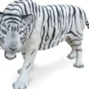 Casa Padrino Luxus Dekofigur Weißer Tiger Weiß / Schwarz 250 x 55 x H. 90 cm - Lebensgroße Dekofigur - Riesige Tierfigur - Gartendeko Skulptur