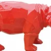 Casa Padrino Luxus Dekofigur Nilpferd Rot 80 x H. 38 cm - Wohnzimmer Deko Skulptur - Gartendeko Skulptur - Wetterbeständige Tierfigur