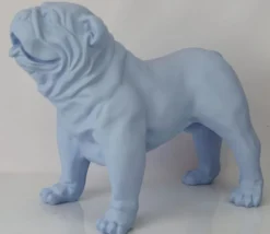 Casa Padrino Luxus Deko Figur Hund Bulldogge Hellblau 85 x 45 x H. 74 cm - Kunstharz Deko Skulptur - Wohnzimmer Deko - Luxus Deko Tierfigur