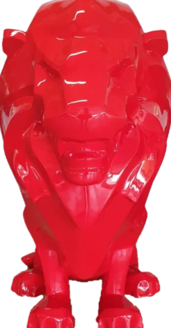Casa Padrino Luxus Dekofigur Löwe Rot 90 x 80 x H. 170 cm - Riesige Wetterbeständige Deko Skulptur - Wohnzimmer Deko - Gartendeko Tierfigur