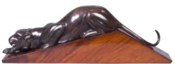 Casa Padrino Luxus Dekofigur Puma Bronze / Braun 60 x 11 x H. 20 cm - Elegante Messing Figur mit Holzsockel - Deko Skulptur