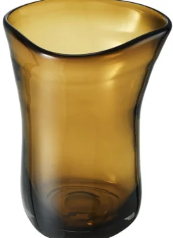 Casa Padrino Luxus Deko Glas Vase Braun Ø 20 x H. 27,5 cm - Mundgeblasene Blumenvase - Luxus Deko Accessoires