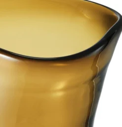 Casa Padrino Luxus Deko Glas Vase Braun Ø 20 x H. 27,5 cm - Mundgeblasene Blumenvase - Luxus Deko Accessoires