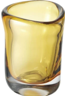 Casa Padrino Luxus Deko Glas Vase Gelb Ø 12 x H. 17 cm - Mundgeblasene Blumenvase - Luxus Deko Accessoires
