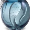 Casa Padrino Luxus Deko Glas Vase Blau Ø 32 x H. 28 cm - Elegante mundgeblasene Blumenvase - Luxus Deko Accessoires