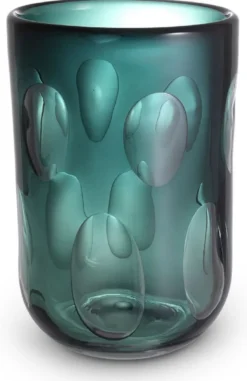 Casa Padrino Luxus Deko Glas Vase Grün Ø 23,5 x H. 33 cm - Elegante mundgeblasene Blumenvase - Wohnzimmer Deko Accessoires