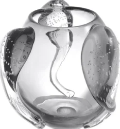 Casa Padrino Luxus Deko Glas Vase Grau Ø 32 x H. 28 cm - Elegante mundgeblasene Blumenvase - Luxus Deko Accessoires