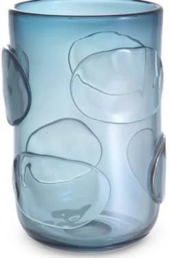 Casa Padrino Luxus Deko Glas Vase Blau Ø 23 x H. 34 cm - Elegante mundgeblasene Blumenvase - Luxus Kollektion