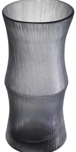 Casa Padrino Luxus Deko Glas Vase Grau Ø 18 x H. 37,5 cm - Elegante mundgeblasene Blumenvase - Deko Accessoires