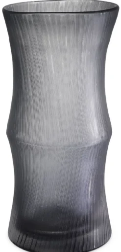 Casa Padrino Luxus Deko Glas Vase Grau Ø 18 x H. 37,5 cm - Elegante mundgeblasene Blumenvase - Deko Accessoires
