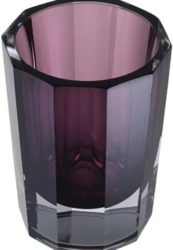 Casa Padrino Luxus Deko Glas Vase Lila Ø 11 x H. 15 cm - Elegante handgefertigte 8-eckige Blumenvase - Deko Accessoires