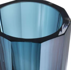 Casa Padrino Luxus Deko Glas Vase Blau Ø 12 x H. 18 cm - Elegante handgefertigte 8-eckige Blumenvase - Deko Accessoires