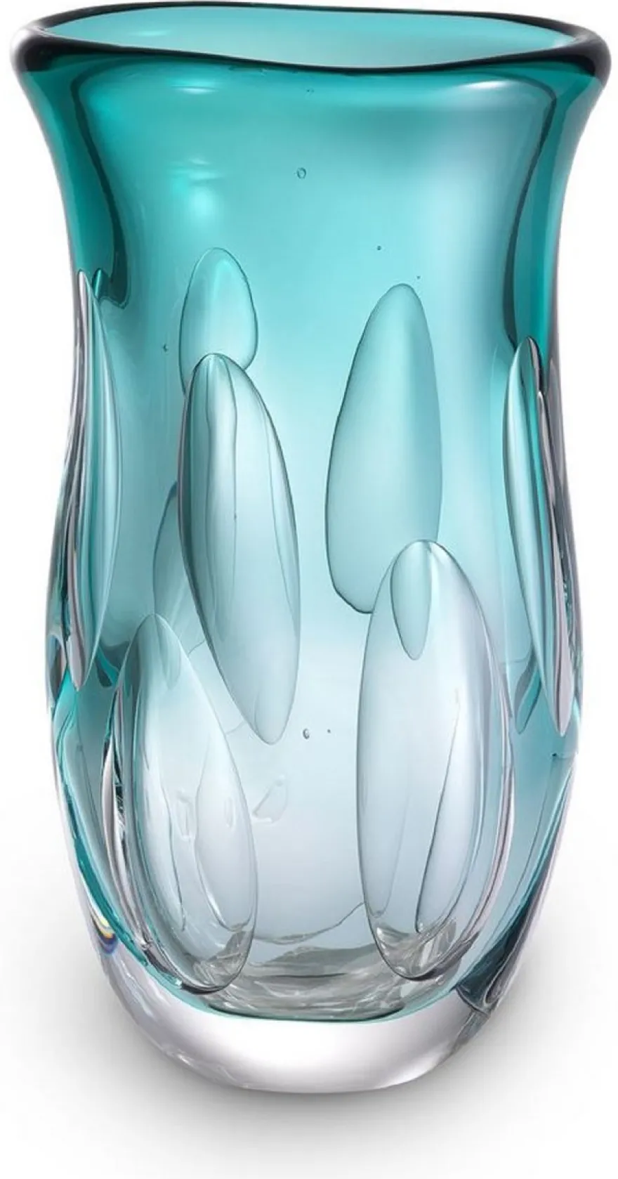 Casa Padrino Luxus Deko Glasvase Türkis 20 x 13 x H. 30 cm - Elegante Blumenvase aus mundgeblasenem Glas - Deko Accessoires