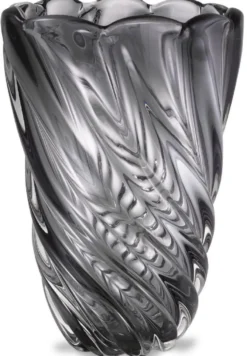 Casa Padrino Luxus Deko Glas Vase Grau Ø 20,5 x H. 29 cm - Mundgeblasene Blumenvase - Luxus Deko Accessoires
