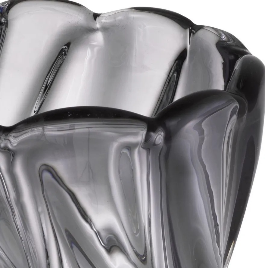 Casa Padrino Luxus Deko Glas Vase Grau Ø 20,5 x H. 29 cm - Mundgeblasene Blumenvase - Luxus Deko Accessoires