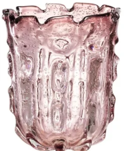 Casa Padrino Luxus Deko Glas Vase Blassrosa Ø 20 x H. 26 cm - Designer Blumenvase