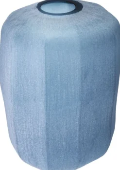 Casa Padrino Luxus Deko Glas Vase Blau Ø 33 x H. 42 cm - Mundgeblasene Blumenvase - Luxus Deko Accessoires