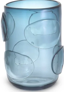 Casa Padrino Luxus Deko Glas Vase Blau Ø 19 x H. 27 cm - Elegante mundgeblasene Blumenvase - Luxus Kollektion