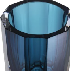 Casa Padrino Luxus Deko Glas Vase Blau Ø 11 x H. 15 cm - Elegante handgefertigte 8-eckige Blumenvase - Deko Accessoires