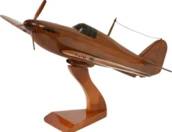Casa Padrino Luxus Deko Jagdflugzeug Hawker Hurricane Braun / Schwarz 44 x 35 x H. 20 cm - Holz Flugzeug mit Ständer - Propellerflugzeug - Modellflugzeug - Schreibtisch Deko - Deko Accessoires