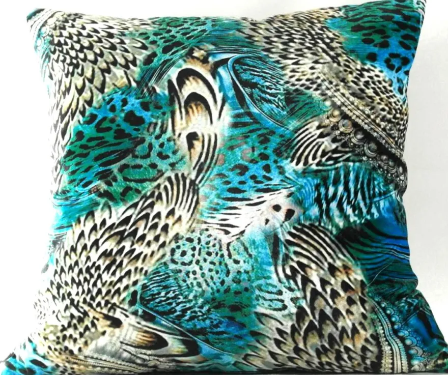 Casa Padrino Luxus Deko Kissen Colorado Feathers Mehrfarbig 45 x 45 cm - Feinster Samtstoff - Luxus Kollektion