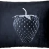 Casa Padrino Luxus Deko Kissen Strawberry mit Bling Bling Glitzersteinen Schwarz / Silber 35 x 55 cm - Feinster Samtstoff - Luxus Deko Accessoires