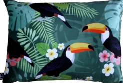 Casa Padrino Luxus Deko Kissen Hawaii Tropical Mehrfarbig 35 x 55 cm - Feinster Samtstoff - Luxus Qualität