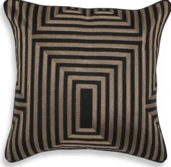 Casa Padrino Luxus Deko Kissen Schwarz / Gold 50 x 50 cm - Edles Zierkissen mit elegantem Muster - Luxus Qualität - Hotel Kollektion
