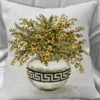 Casa Padrino Luxus Deko Kissen Blumen mit Vase Weiß / Mehrfarbig 45 x 45 cm - Bedrucktes Zierkissen mit edlem Gobelin Stoff - Luxus Deko Accessoires