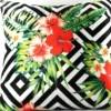 Casa Padrino Luxus Deko Kissen Miami Flowers & Leaves Schwarz / Weiß / Mehrfarbig 45 x 45 cm - Feinster Samtstoff - Luxus Qualität