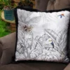 Casa Padrino Luxus Deko Kissen Dschungel & Tiere Grau / Mehrfarbig / Schwarz 45 x 45 cm - Bedrucktes Samt Kissen mit Fransen - Luxus Deko Accessoires