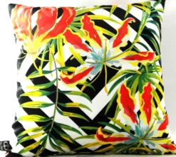 Casa Padrino Luxus Deko Kissen Detroit Plants Mehrfarbig 45 x 45 cm - Feinster Samtstoff - Wohnzimmer Kissen