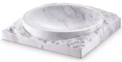 Casa Padrino Luxus Deko Marmor Schale Weiß 30,5 x 30,5 x H. 6 cm - Obstschale aus hochwertigem Marmor - Hotel & Restaurant Deko Accessoires - Luxus Qualität