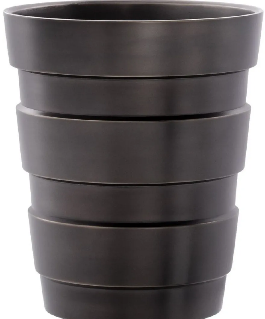 Casa Padrino Luxus Deko Messing Vase Bronzefarben Ø 19,5 x H. 22,5 cm - Moderne runde Blumenvase im Industrie Design - Luxus Qualität